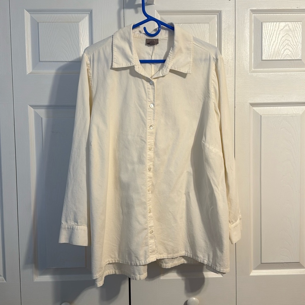 J. Jill Cream Button-Down cordouroy Shirt